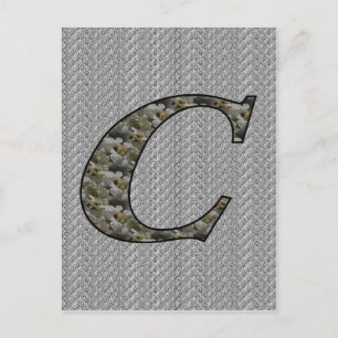 Monogramm Initiale C Hortensienblüten Postkarte