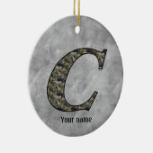 Monogramm Initiale C Hydrangeenblüten Personalisie Keramik Ornament (Rechts)