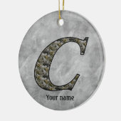 Monogramm Initiale C Hydrangeenblüten Personalisie Keramik Ornament (Links)