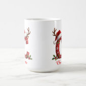 Monogramm Initiale c Schneeflocken frohe Weihnacht Kaffeetasse (Mittel)