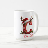 Monogramm Initiale c Schneeflocken frohe Weihnacht Kaffeetasse (VorderseiteRechts)