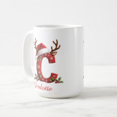 Monogramm Initiale c Schneeflocken frohe Weihnacht Kaffeetasse (Vorderseite Links)