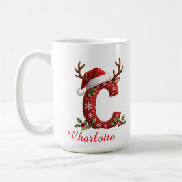 Monogramm Initiale c Schneeflocken frohe Weihnacht Kaffeetasse