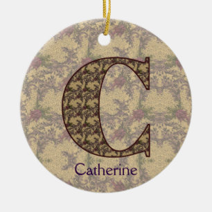 Monogramm Initiale C Vintage Blumen Personalisiert Keramik Ornament