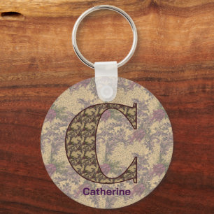 Monogramm Initiale C Vintage-Blumenmuster personal Schlüsselanhänger