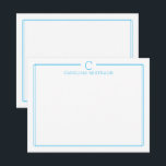 Monogramm Initiale Casual Himmelblauer Rand Briefp Mitteilungskarte<br><div class="desc">Dieses Design verfügt über einen dünnen doppelten Rahmen mit Platz für ein Monogramm und einen Namen und ein passendes Rückendesign. Klicken Sie auf die Schaltfläche "Anpassen", wenn Sie die Designelemente anpassen und/oder den Text weiter ändern möchten! Variationen dieses Designs, zusätzliche Farben sowie passende Produkte sind in unserem Shop erhältlich, zazzle.com/store/doodlelulu....</div>