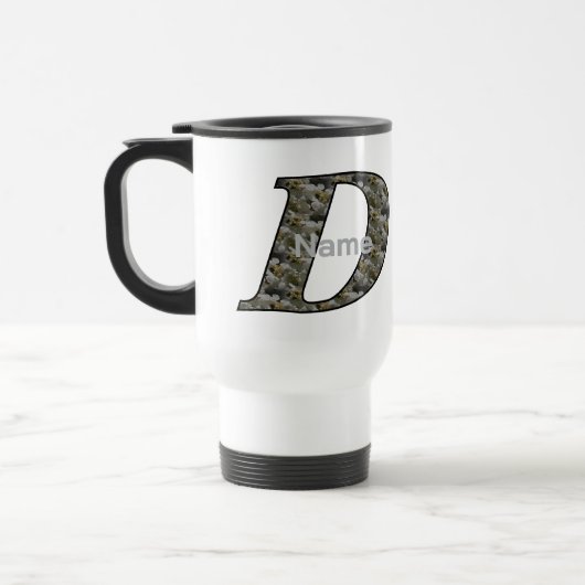 Monogramm Initiale D Hortensien Blumen Personalisi Reisebecher (Links)