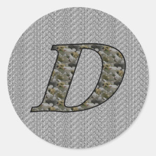 Monogramm Initiale D Hortensienblüten Runder Aufkleber