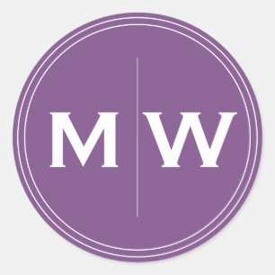 Monogramm-Initiale des eleganter Chic-lila Runder Aufkleber