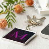 Monogramm Initiale Dunkles Blumen-Rosen-Magenta-Li Schlüsselanhänger (Seite)