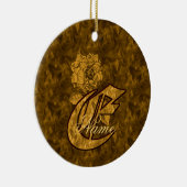 Monogramm Initiale E Elegant Gold-Pfingstrose Pers Keramik Ornament (Rechts)