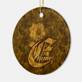Monogramm Initiale E Elegant Gold-Pfingstrose Pers Keramik Ornament (Links)