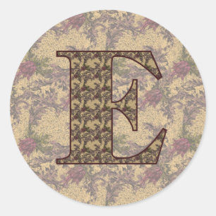 Monogramm Initiale E Elegant Vintage Blumen Runder Aufkleber