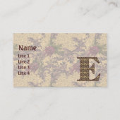 Monogramm Initiale E Elegant Vintage Blumenmuster Visitenkarte (Vorderseite)