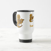 Monogramm Initiale E Elegantes Gold Pfingstrose Pe Reisebecher (Vorderseite Links)