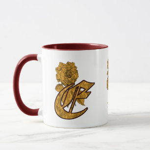 Monogramm Initiale E Elegantes Gold Pfingstrose Pe Tasse