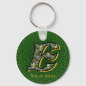 Monogramm Initiale E Gänseblümchen Kunst Personali Schlüsselanhänger (Rückseite)