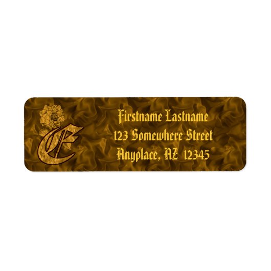 Monogramm Initiale E Gold Pfingstrose Rücksendeadr (Vorne)