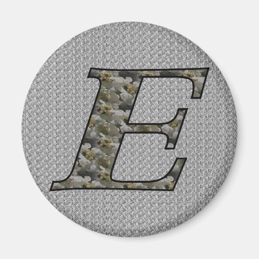 Monogramm Initiale E Hortensienblüten Magnet (Vorne)