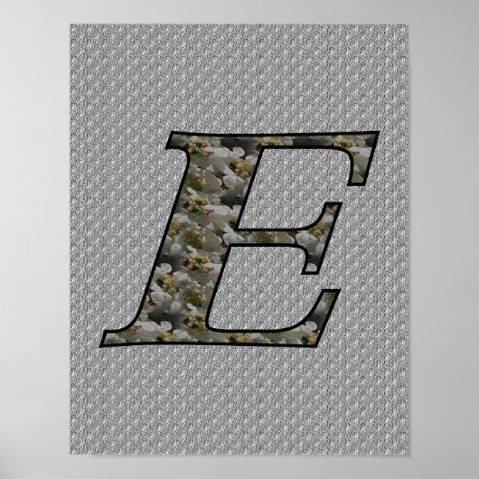Monogramm Initiale E Hortensienblüten Poster (Vorne)