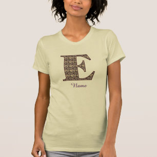 Monogramm Initiale E Vintage Blumen Personalisiert T-Shirt