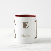 Monogramm Initiale E Vintage Blumen Personalisiert Tasse (Zentrum)