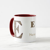 Monogramm Initiale E Vintage Blumen Personalisiert Tasse (Vorderseite Links)