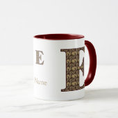 Monogramm Initiale E Vintage Blumen Personalisiert Tasse (VorderseiteRechts)