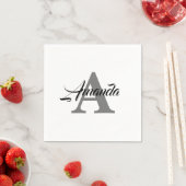 Monogramm Initiale Einfach Elegant Benutzerdefinie Serviette (Beispiel)