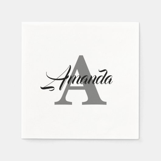 Monogramm Initiale Einfach Elegant Benutzerdefinie Serviette (Vorderseite)