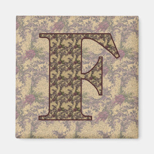 Monogramm Initiale F Elegant Vintage Blumenmuster Magnet