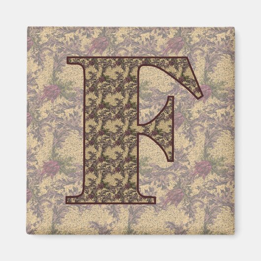 Monogramm Initiale F Elegant Vintage Blumenmuster Magnet (Vorne)