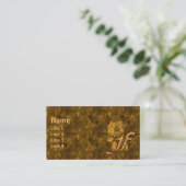 Monogramm Initiale F Elegante Gold Pfingstrose Blu Visitenkarte (Stehend Vorderseite)