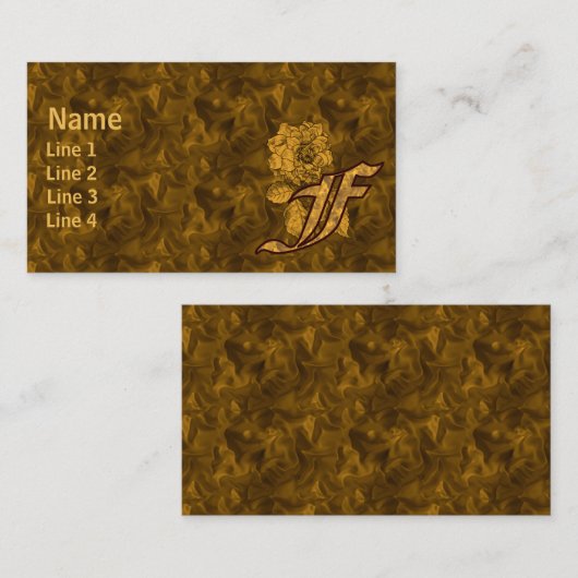 Monogramm Initiale F Elegante Gold Pfingstrose Blu Visitenkarte (Vorne/Hinten)
