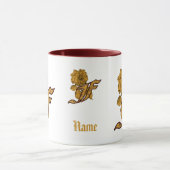 Monogramm Initiale F Elegantes Gold Pfingstrose Pe Tasse (Zentrum)