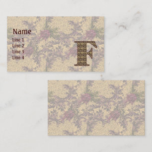 Monogramm Initiale F Elegantes Vintage-Blumenmuste Visitenkarte