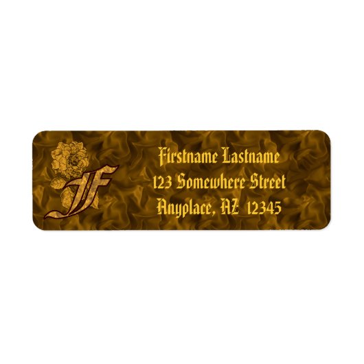 Monogramm Initiale F Gold Pfingstrose Rücksendeadr (Vorne)