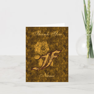 Monogramm Initiale F Gold Satin Pfingstrose Person Dankeskarte