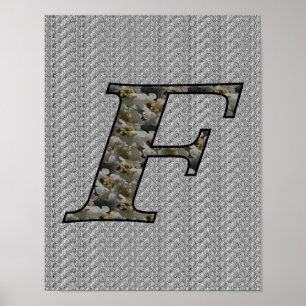 Monogramm Initiale F Hortensie  Poster