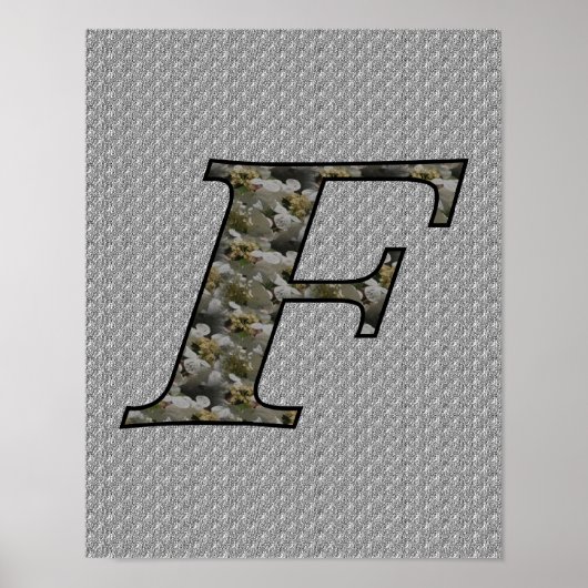 Monogramm Initiale F Hortensie Poster (Vorne)