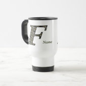 Monogramm Initiale F Hortensien Blumen Personalisi Reisebecher (Vorderseite Links)