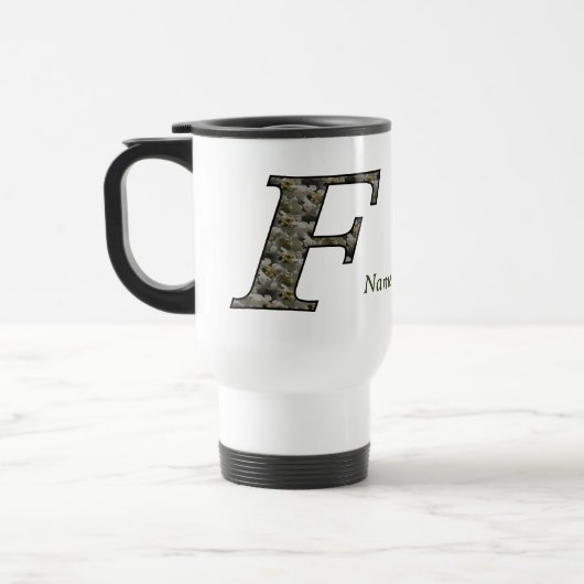 Monogramm Initiale F Hortensien Blumen Personalisi Reisebecher (Links)