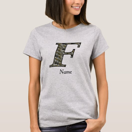 Monogramm Initiale F Hortensien Blumen Personalisi T-Shirt (Vorderseite)