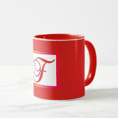 Monogramm Initiale F Rot Innen Rot Außen Tasse (VorderseiteRechts)