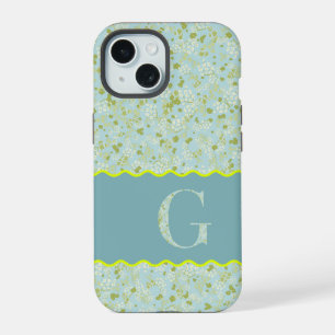 MONOGRAMM INITIALE G ACQUA KLEINE BLUMEN iPhone 15 HÜLLE
