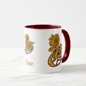 Monogramm Initiale G Elegantes Gold Pfingstrose Pe Tasse (VorderseiteRechts)