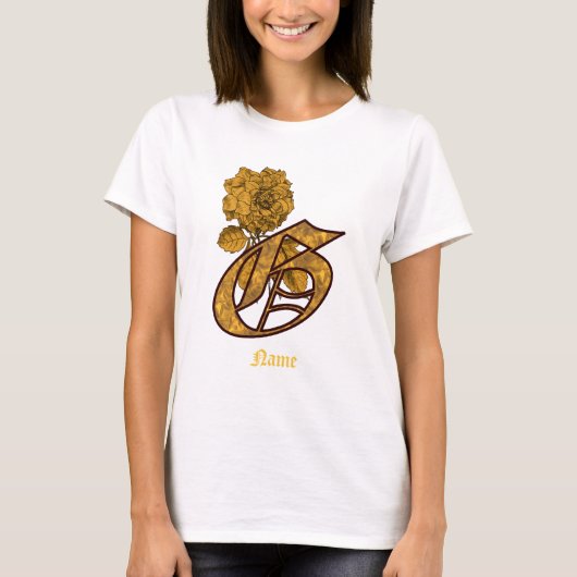 Monogramm Initiale G Gold Pfingstrose Blumen Perso T-Shirt (Vorderseite)