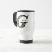 Monogramm Initiale G Hortensien Blumen Personalisi Reisebecher (Vorderseite Links)