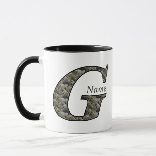 Monogramm Initiale G Hortensien Blumen Personalisi Tasse (Links)