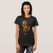 Monogramm Initiale H Gold-Pfingstrose Personalisie T-Shirt (Vorne ganz)